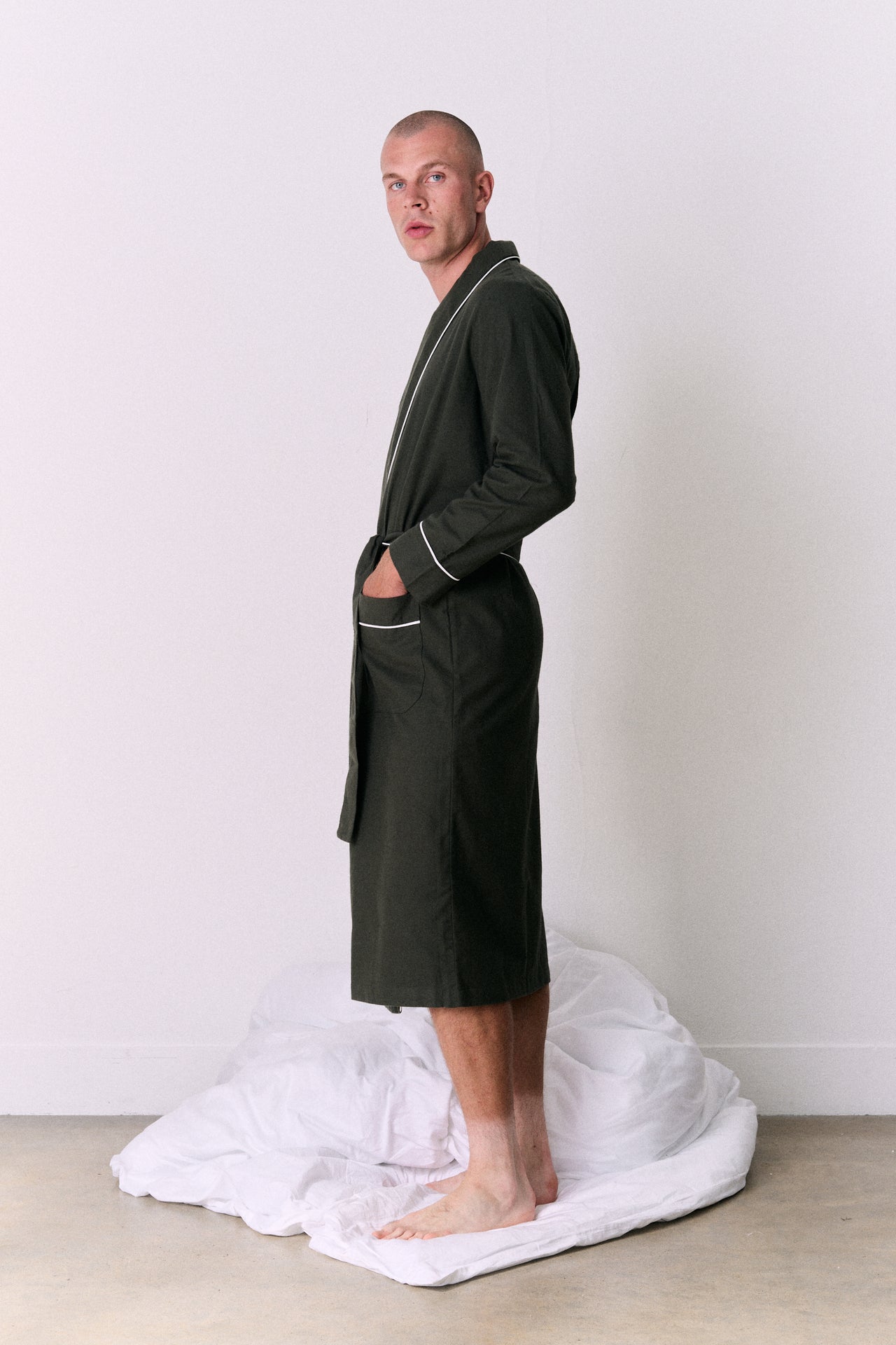 Men’s Robe Brushed Cotton Khaki