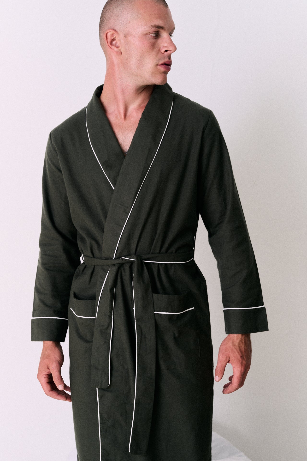 Men’s Robe Brushed Cotton Khaki