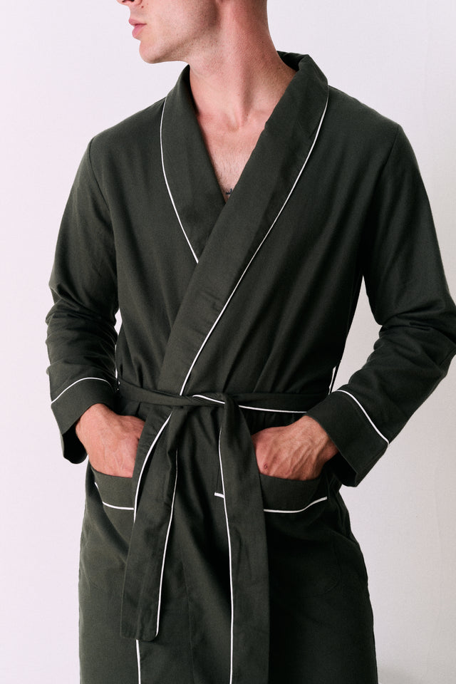 Men’s Robe Brushed Cotton Khaki