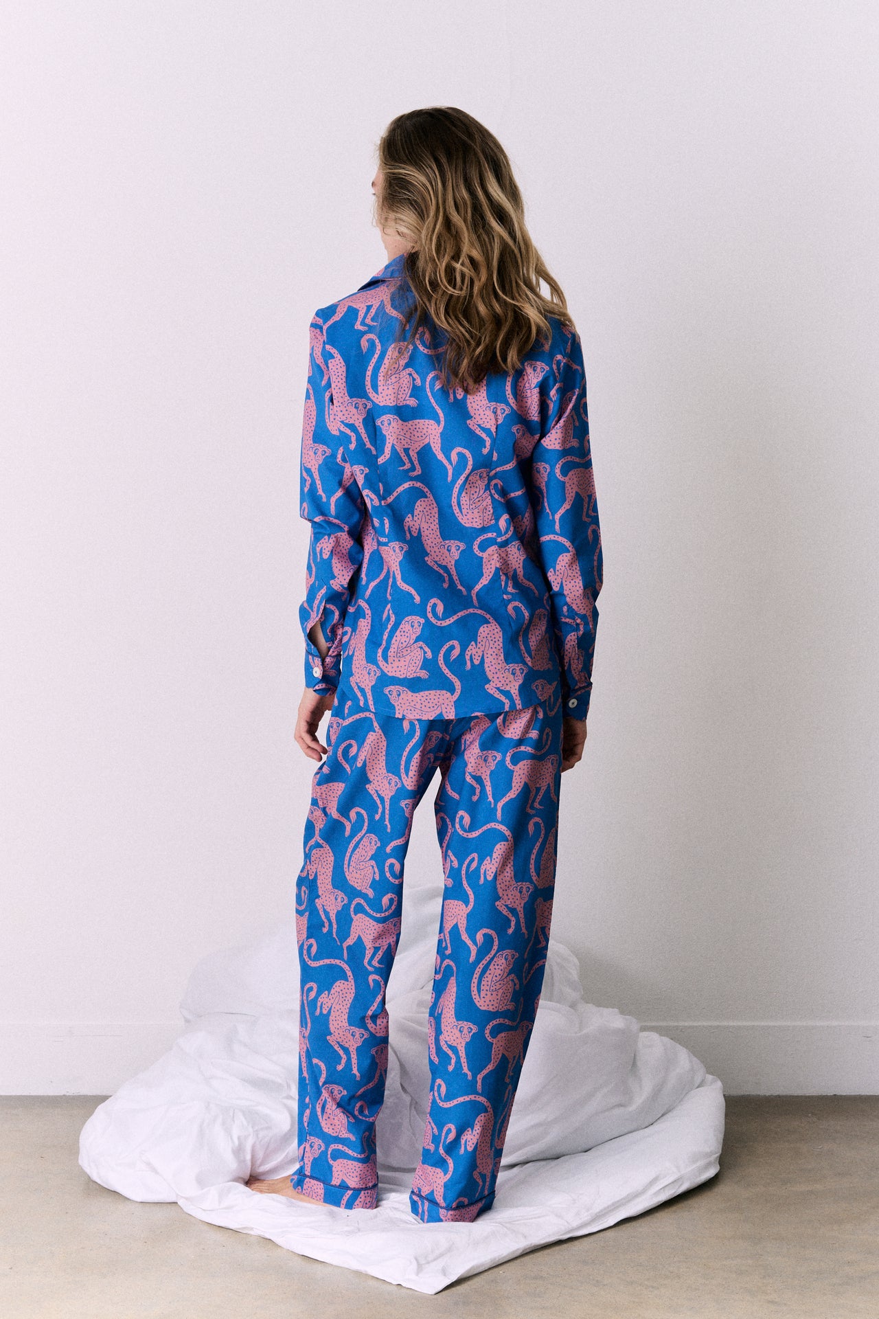 Long Pyjama Set Chango Print Blue/Pink