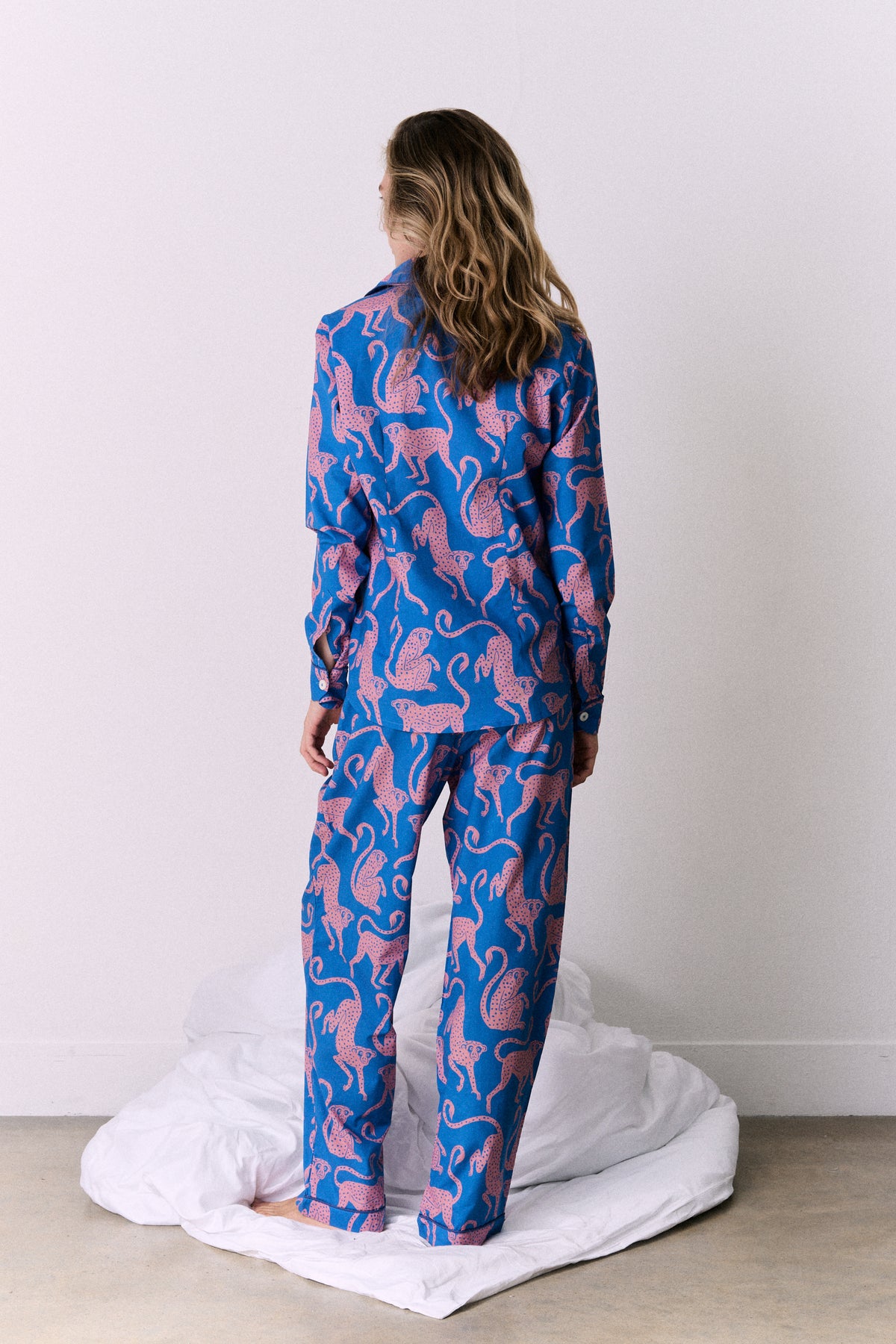 Long Pyjama Set Chango Print Blue/Pink