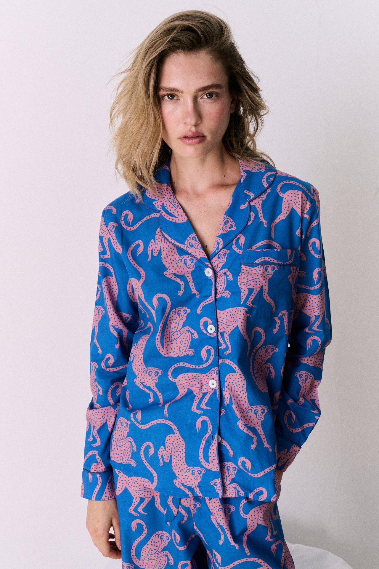 Long Pyjama Set Chango Print Blue/Pink