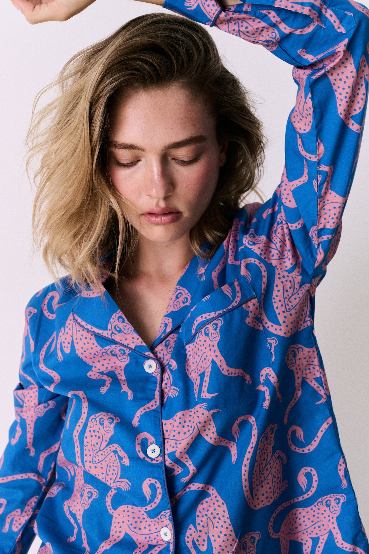 Long Pyjama Set Chango Print Blue/Pink