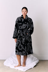 Unisex Towel Robe Jag Print Black