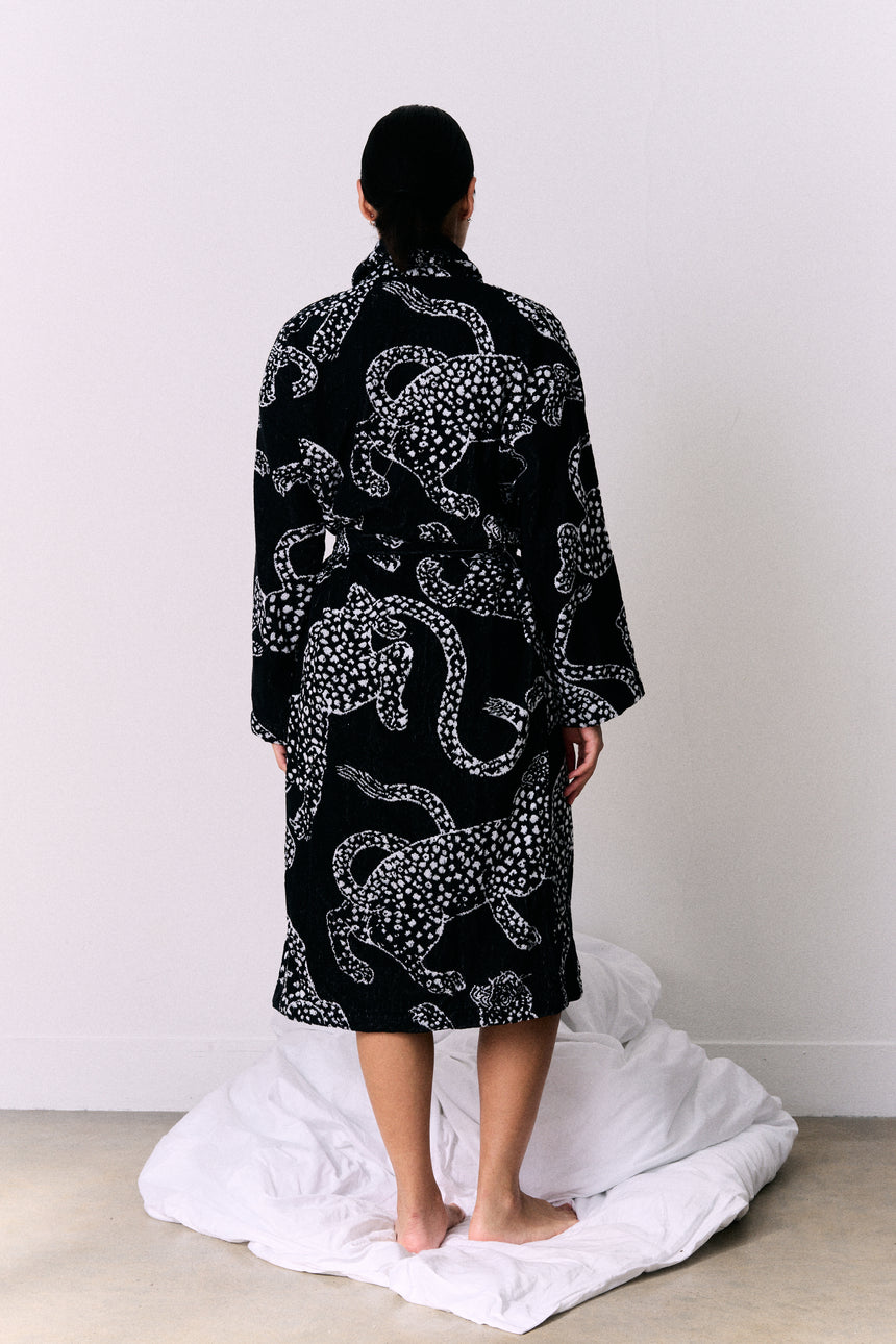 Unisex Towel Robe Jag Print Black