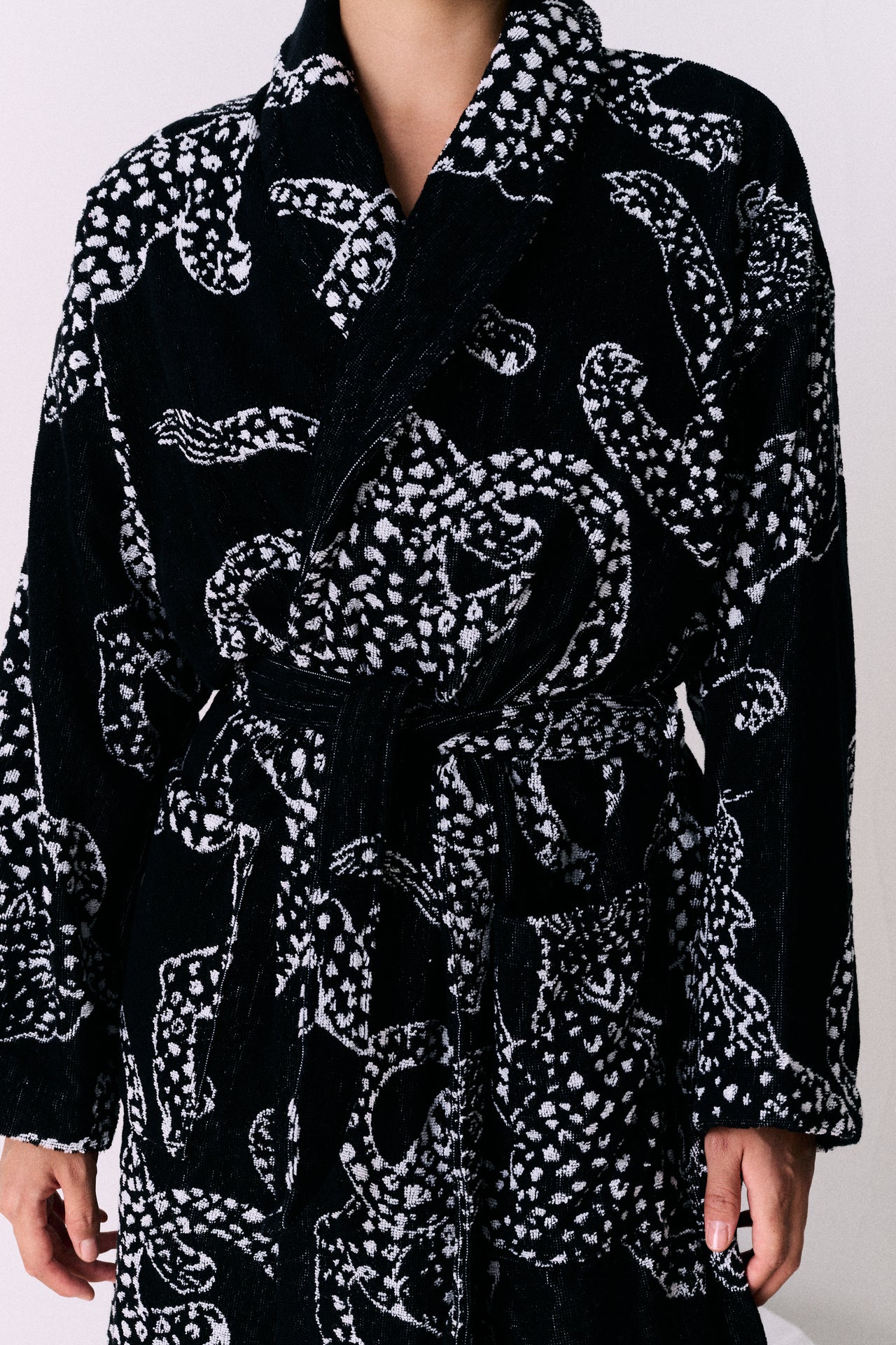 Unisex Towel Robe Jag Print Black