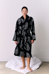 Unisex Towel Robe Sansindo Print Black Cream