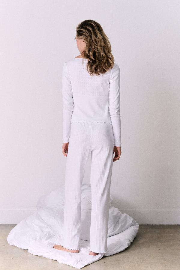 Pointelle Lounge Trousers White