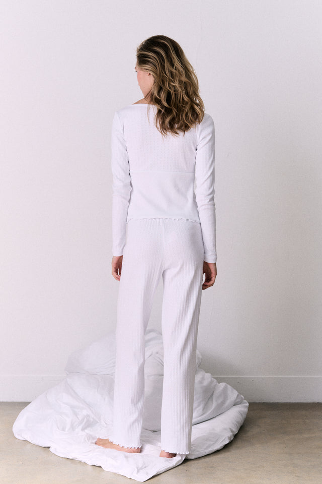 Pointelle Lounge Trousers White