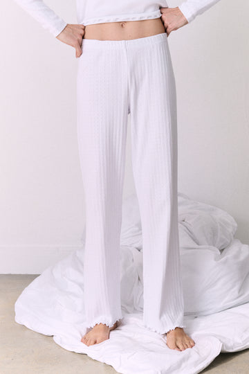 Pointelle Lounge Trousers White