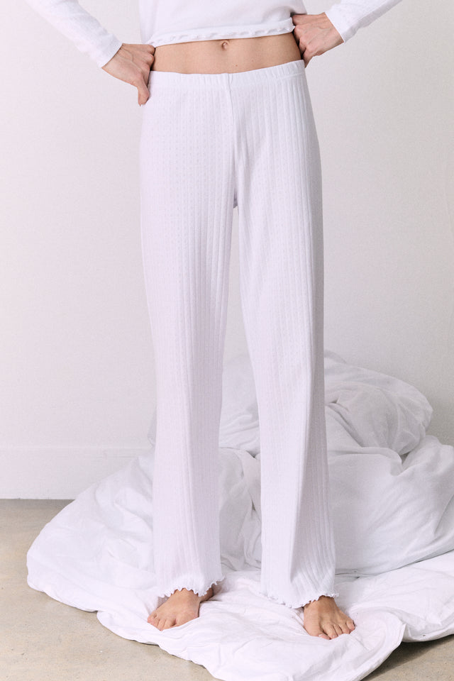 Pointelle Lounge Trousers White
