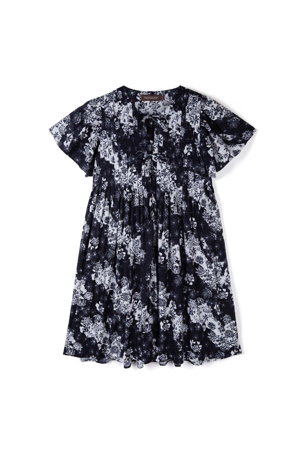 Pleated Nightie Flowers Of Time Print Black