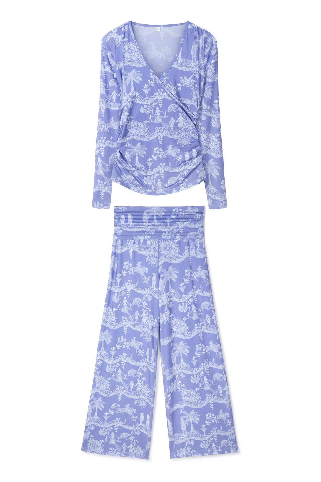 Lyocell Jersey Wrap Top & Fold Over Trousers Set A Laced Dream Blue