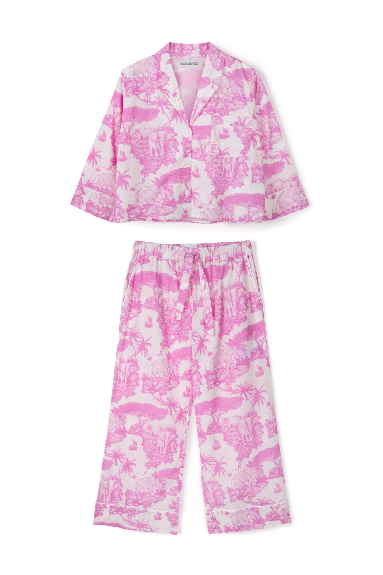 Boxy Shirt and Wide Leg Trouser Set Loxodonta Print Pink