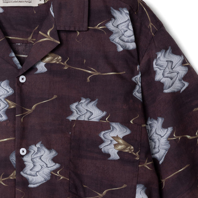 Men’s Cuban Pyjama Set Carnations Brown/Blue