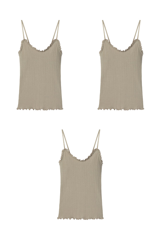 Soft V Tank Top Set of Three Khaki