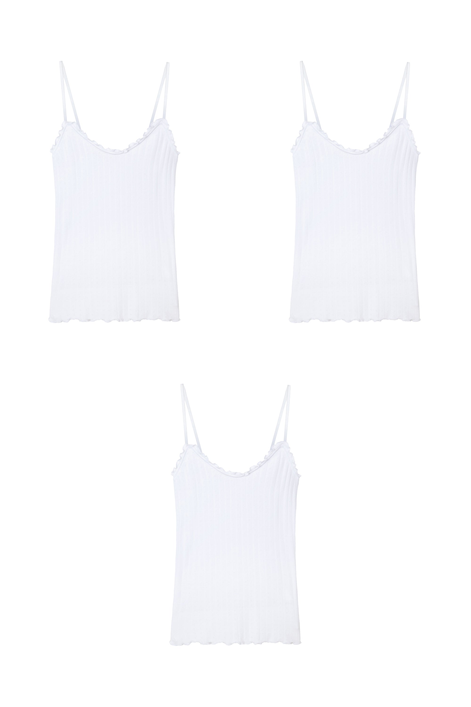 Pointelle Soft V Tank Top Set Three