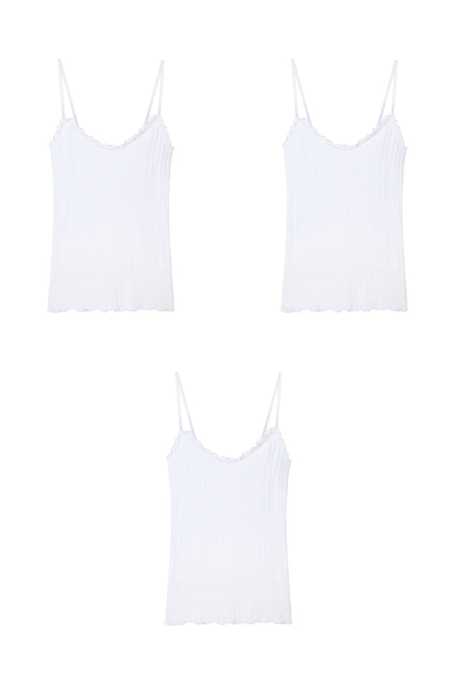 Soft V Tank Top Set of Three White