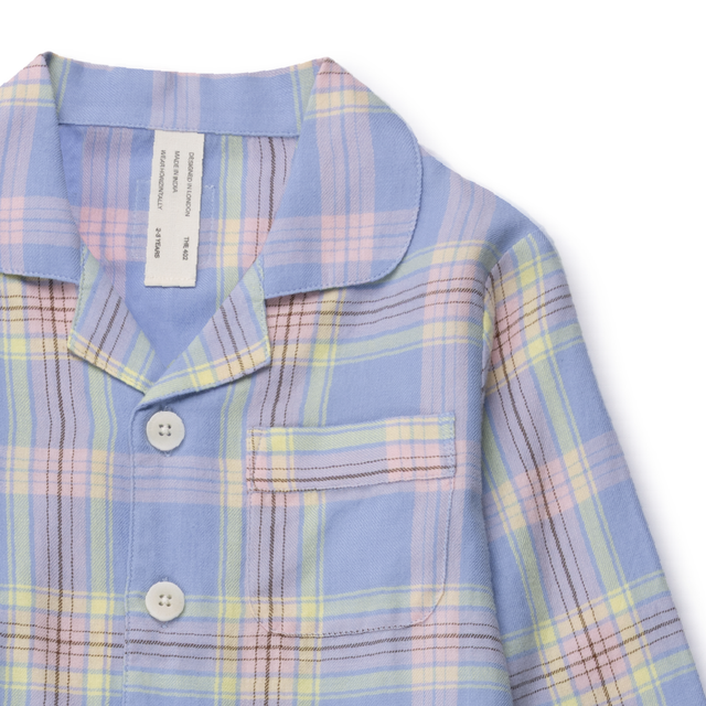 Kids 402 Long Pyjama Set Lightweight Flannel Blue/Pink