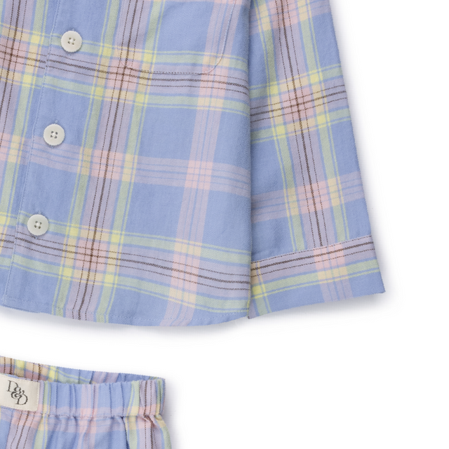 Kids 402 Long Pyjama Set Lightweight Flannel Blue/Pink