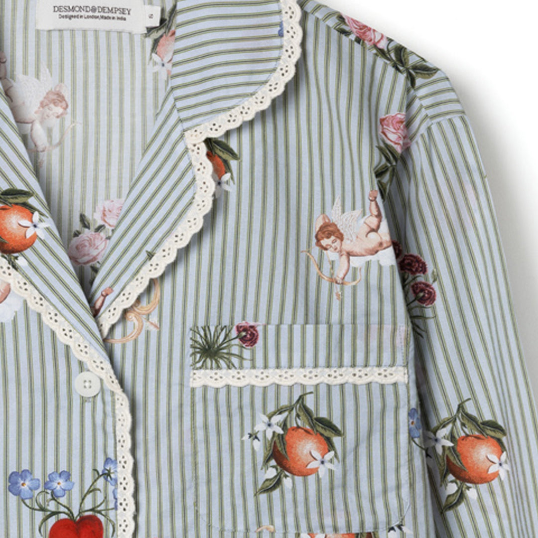 Long Pyjama Set Primavera Pinstripe Blue