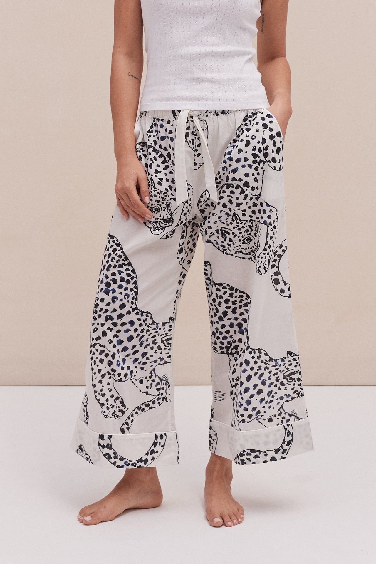 Wide Leg Pyjama Trousers The Jag Print Cream