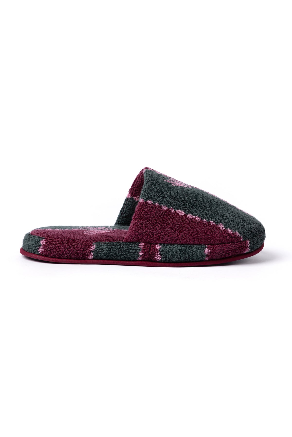Towel Slipper Moonflower Stripe Green/Pink/Red
