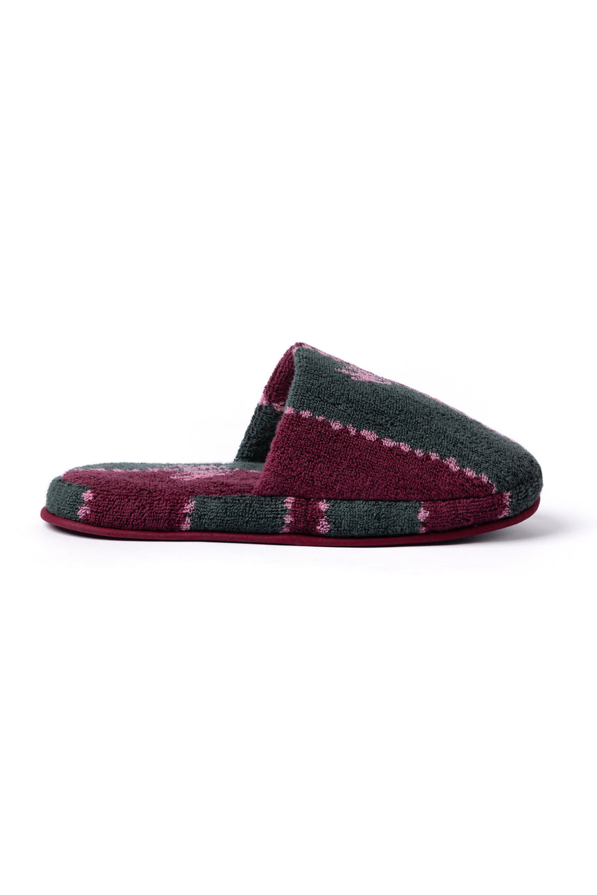 Towel Slipper Moonflower Stripe Green/Pink/Red