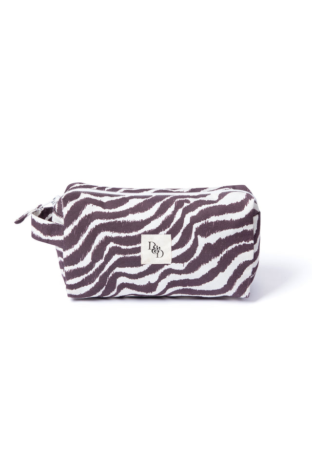 Canvas Wash Bag Tide Print Cocoa/Cream