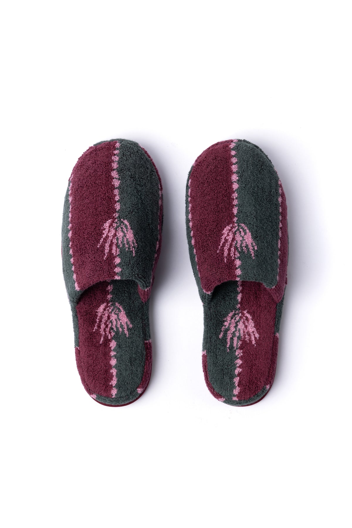 Towel Slipper Moonflower Stripe Green/Pink/Red
