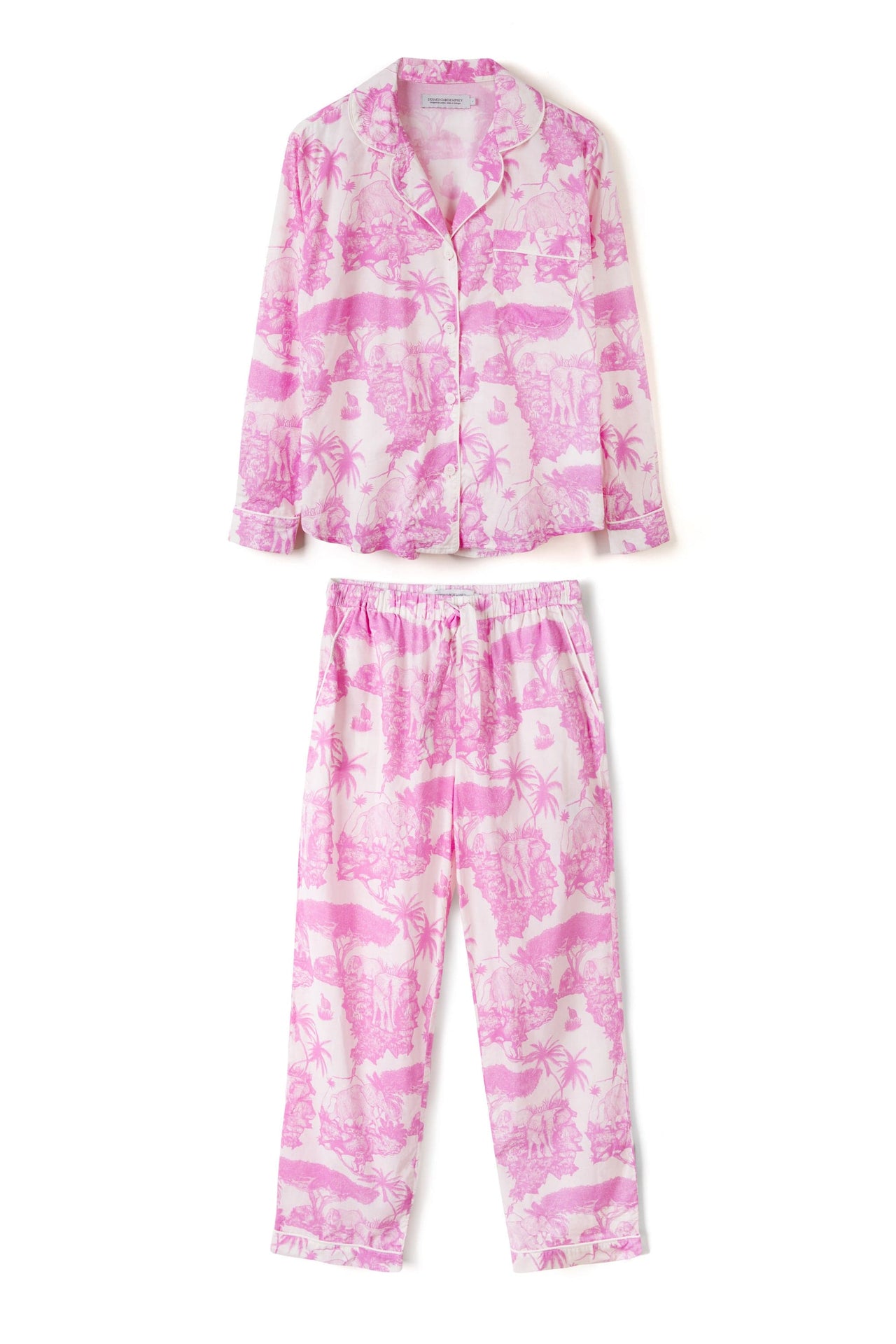 Long Pyjama Set Loxodonta Print Pink