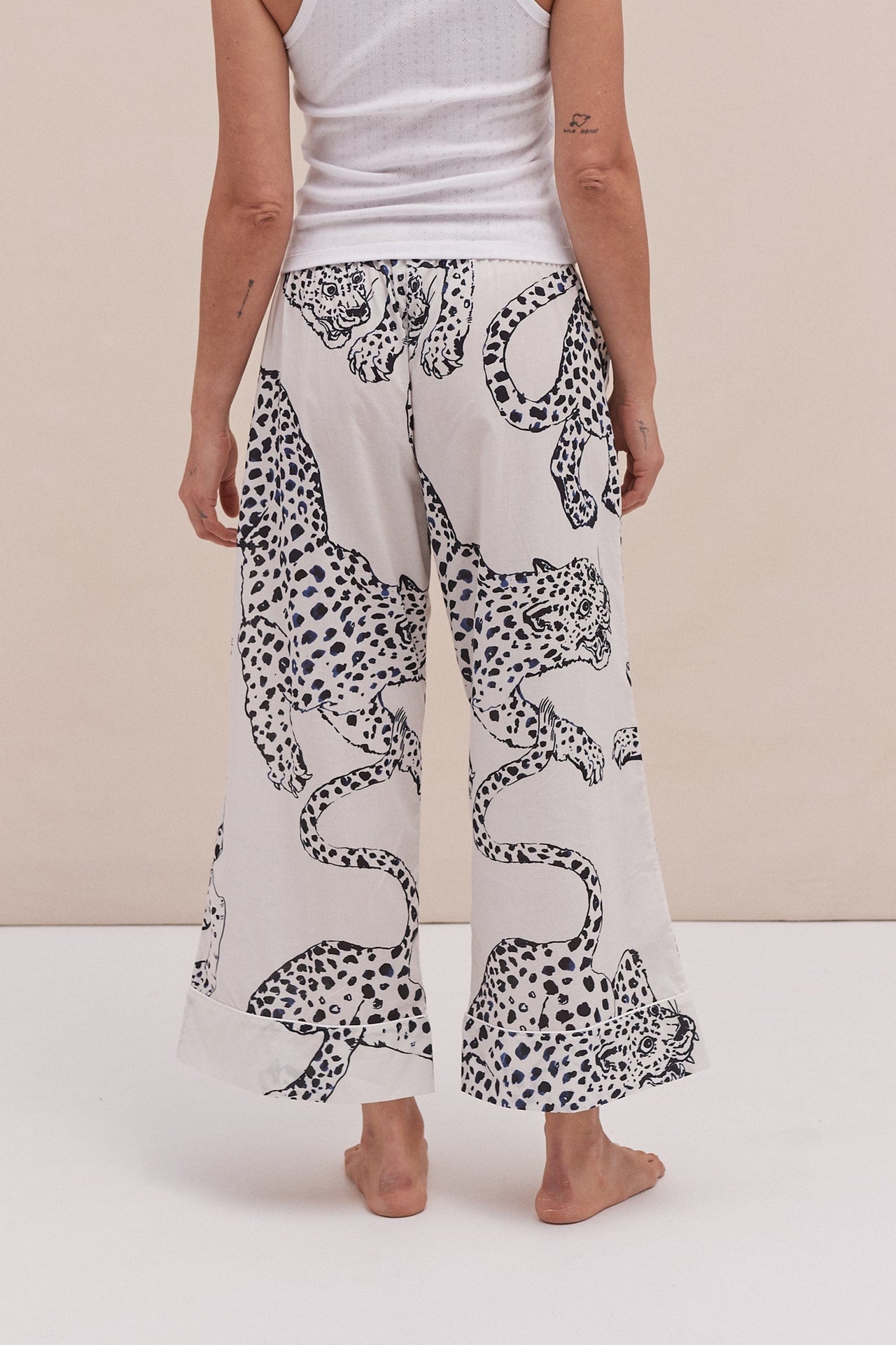 Wide Leg Pyjama Trousers The Jag Print Cream