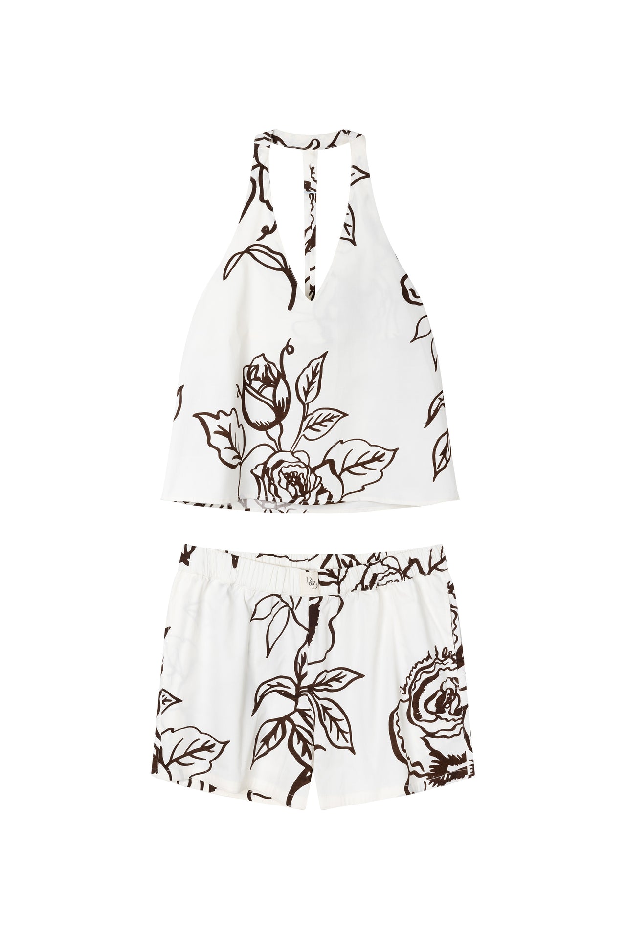 402 Swing Cami & Shorts Set Rose Cream Brown