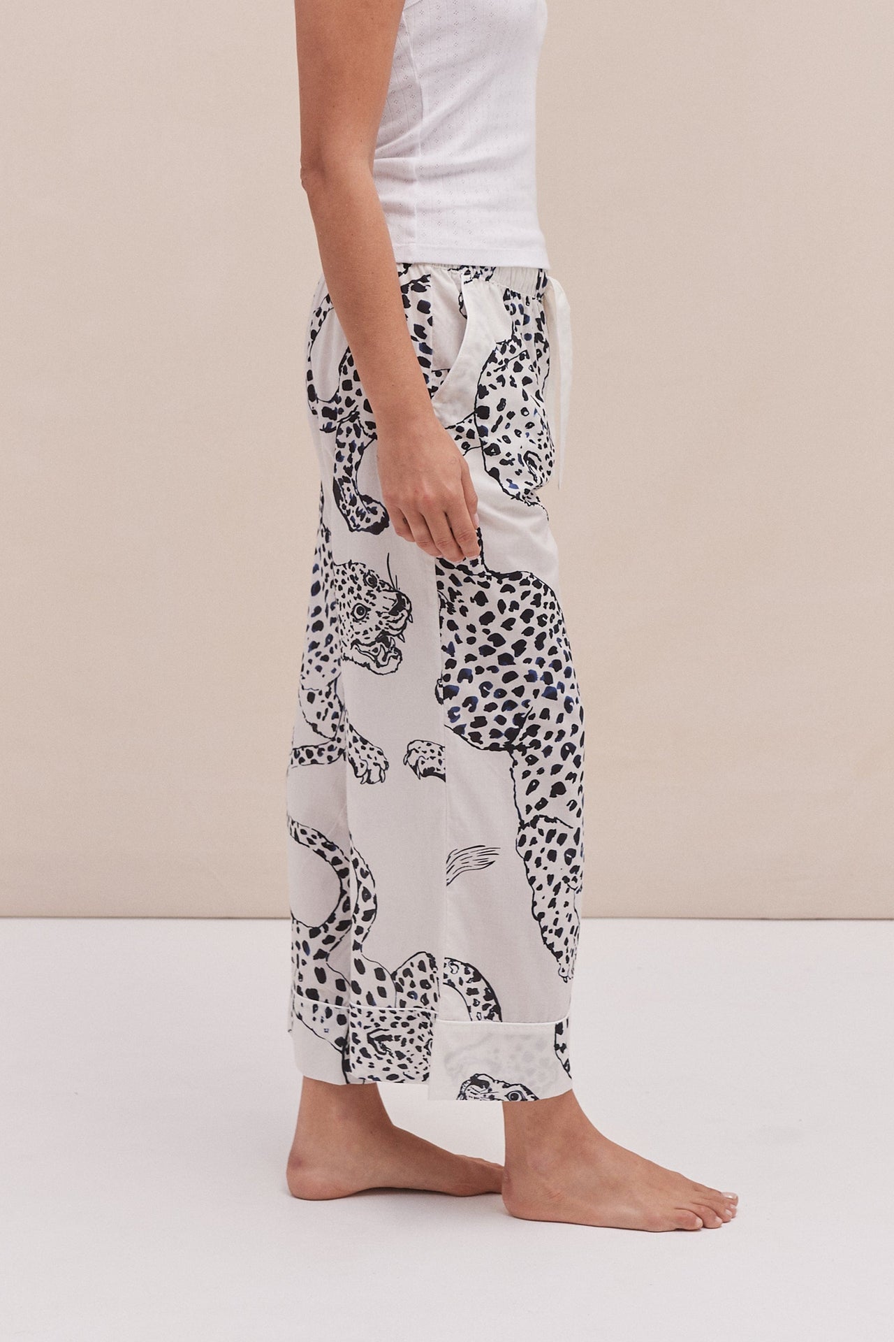 Wide Leg Pyjama Trousers The Jag Print Cream