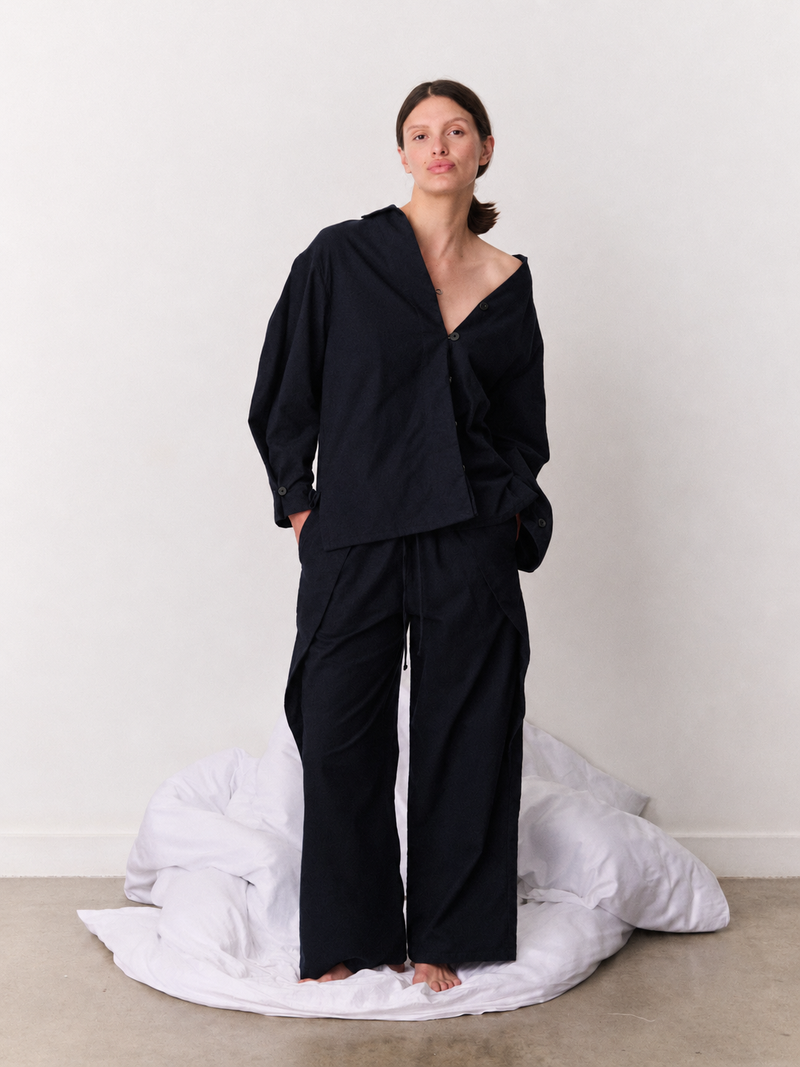 Oversized Long Set Brushed Cotton Navy