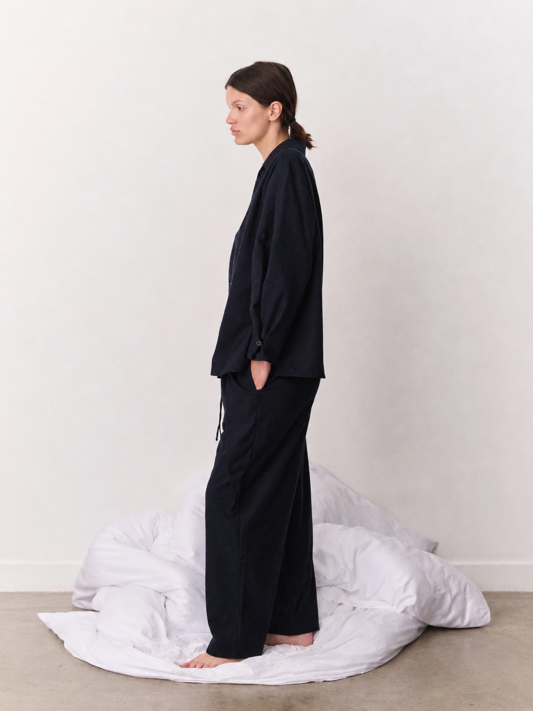 Oversized Long Set Brushed Cotton Navy