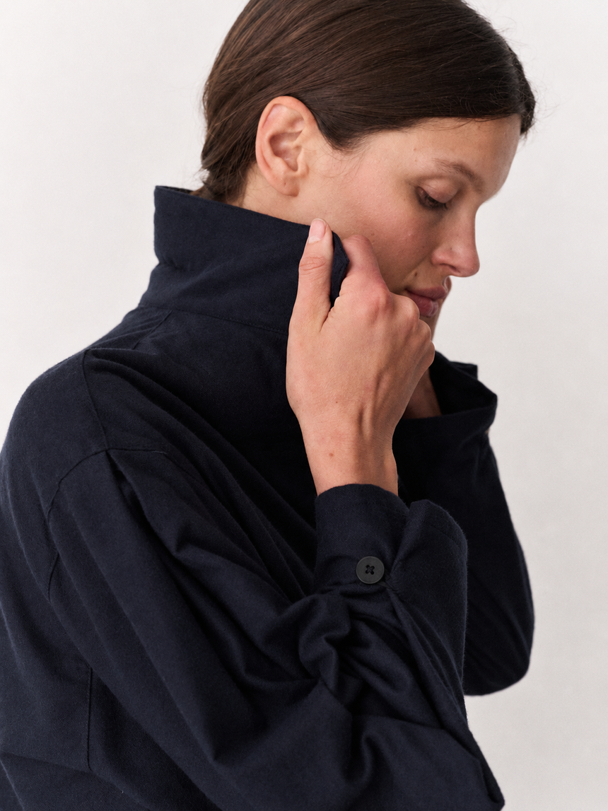 Oversized Long Set Brushed Cotton Navy