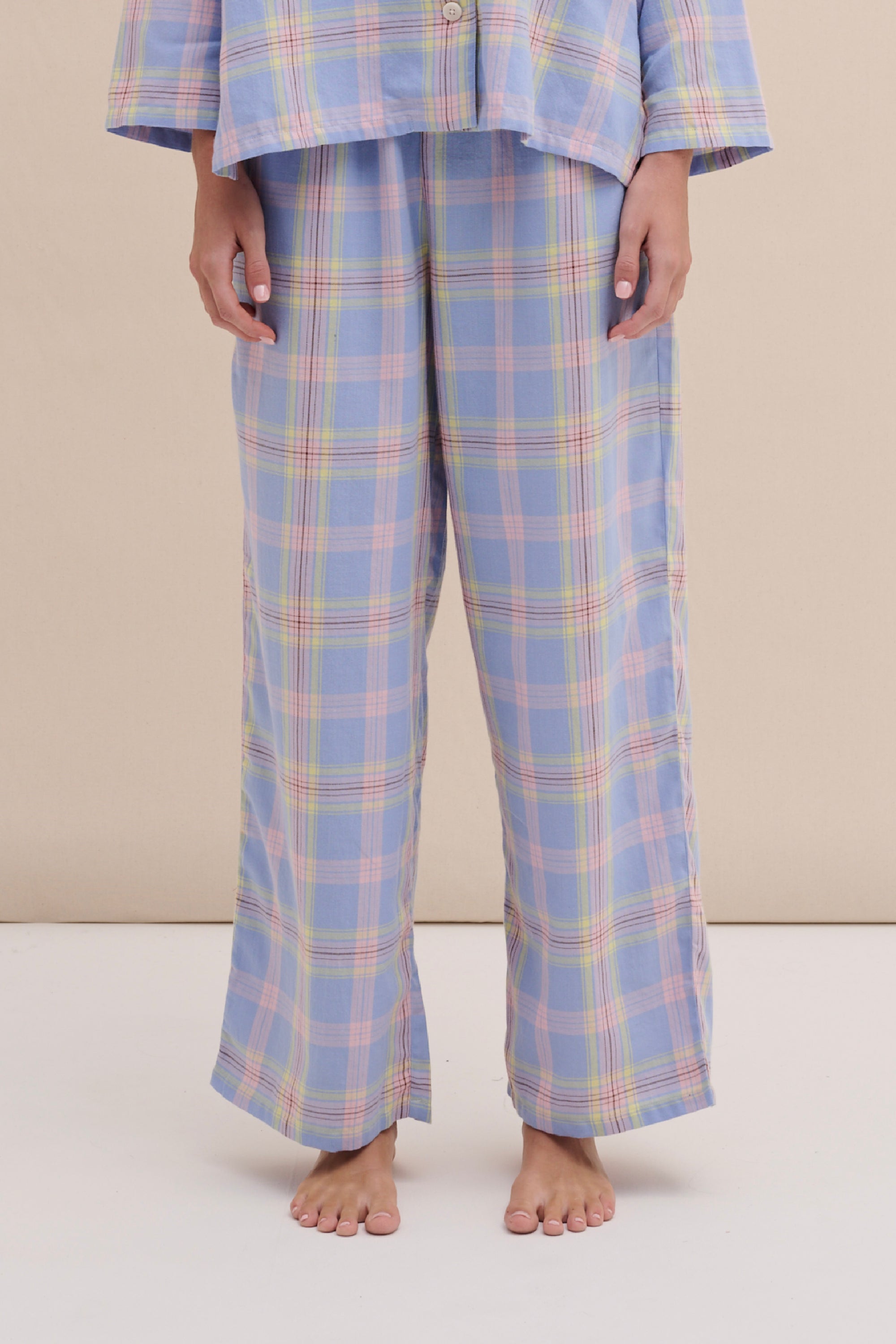 402 Trousers Lightweight Flannel Blue Pink