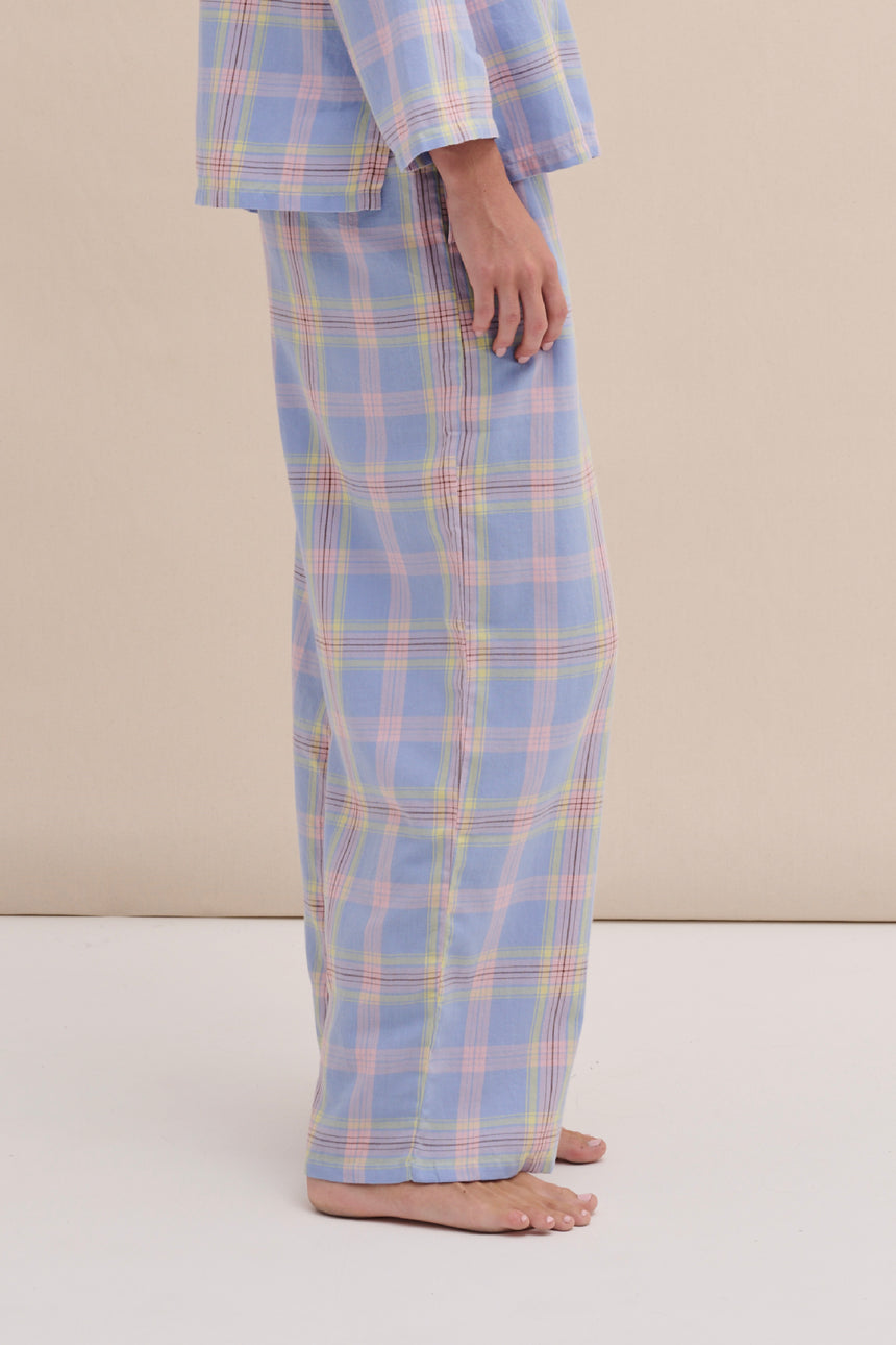 402 Trousers Lightweight Flannel Blue/Pink