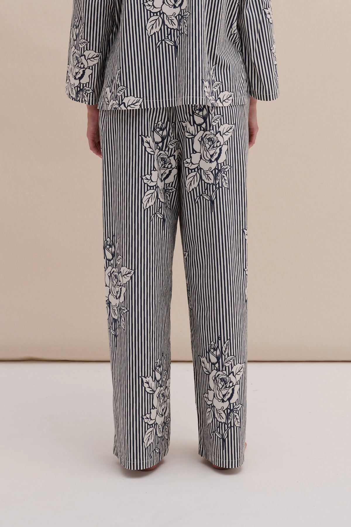 402 Trousers Pinstripe Rose Navy