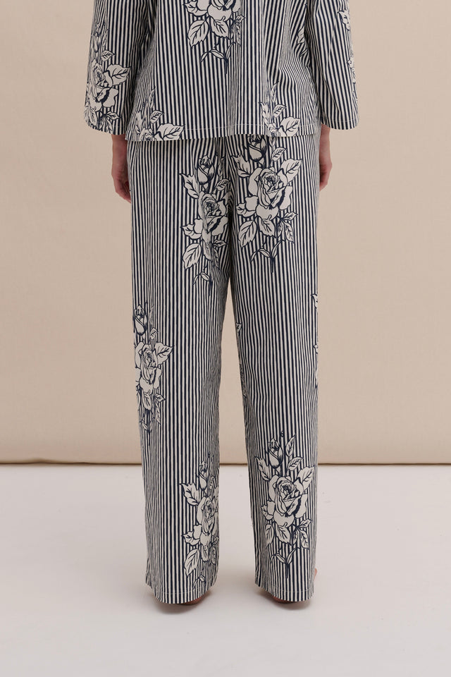402 Trousers Pinstripe Rose Navy