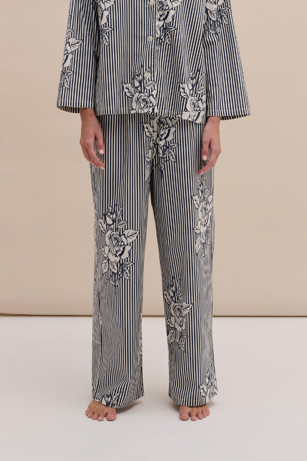 402 Trousers Pinstripe Rose Navy