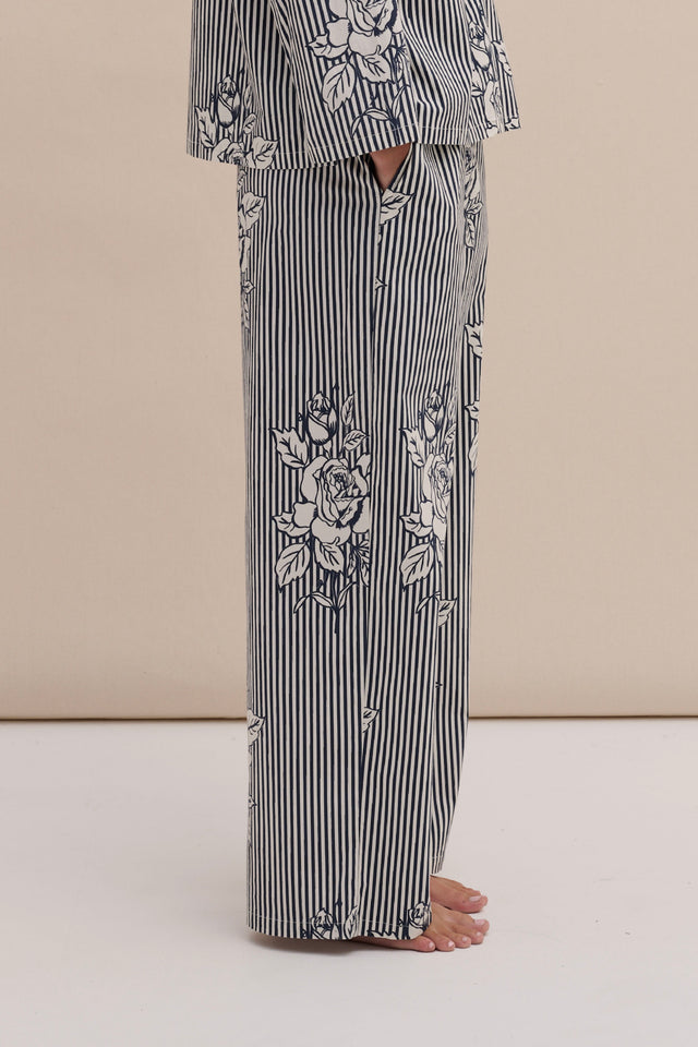 402 Trousers Pinstripe Rose Navy