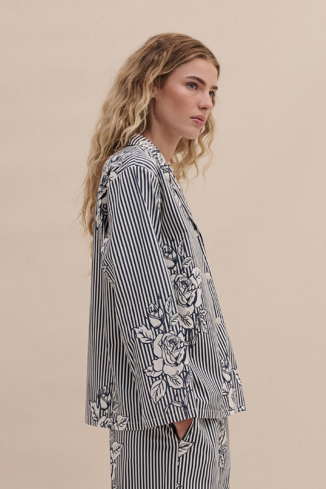 402 Shirt Pinstripe Rose Navy