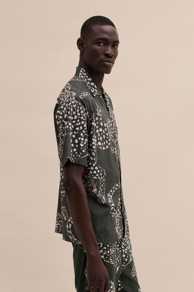 Men’s Cuban Pyjama Shirt The Jag Print Green