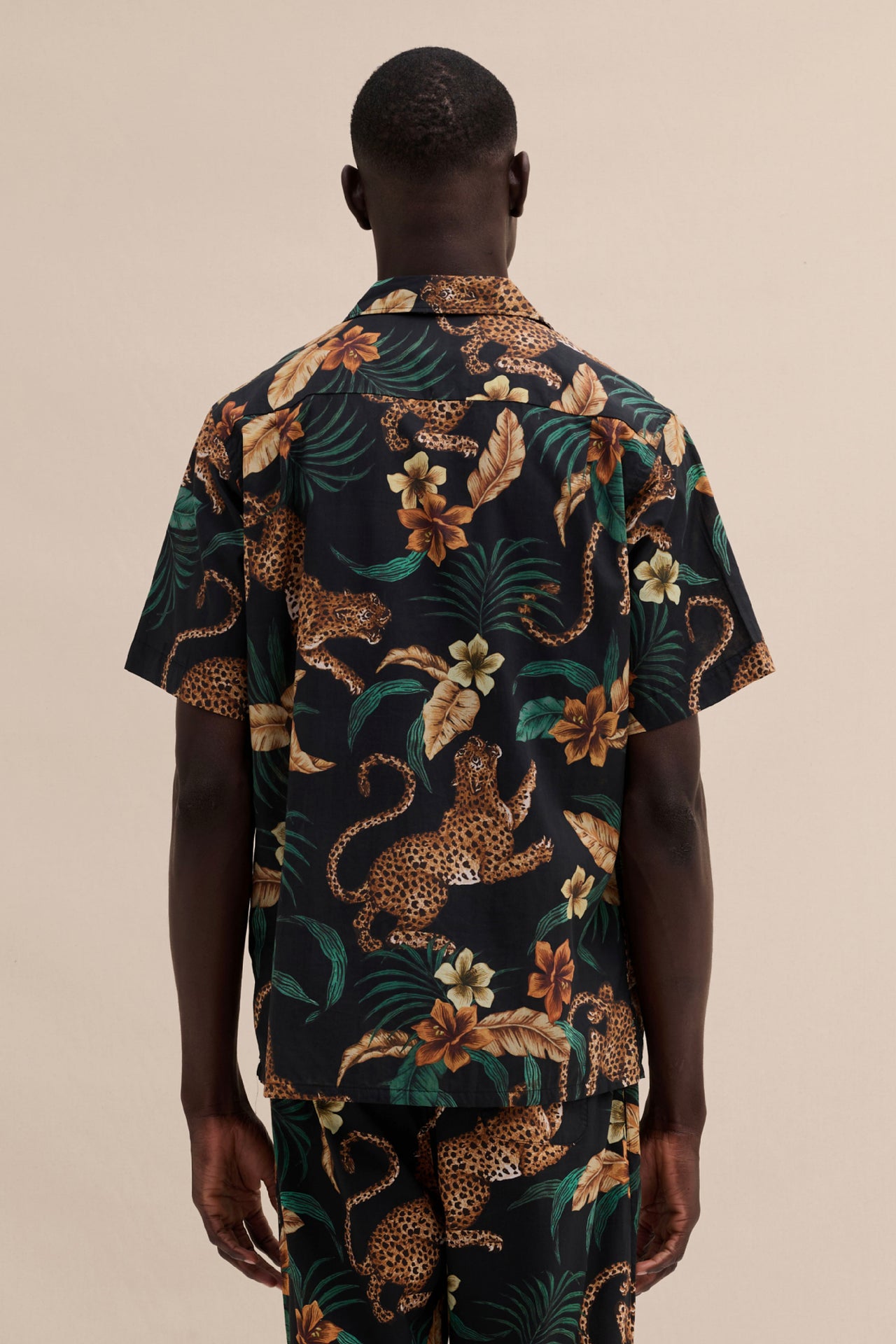 Men’s Cuban Pyjama Shirt Soleia Print Black/Yellow