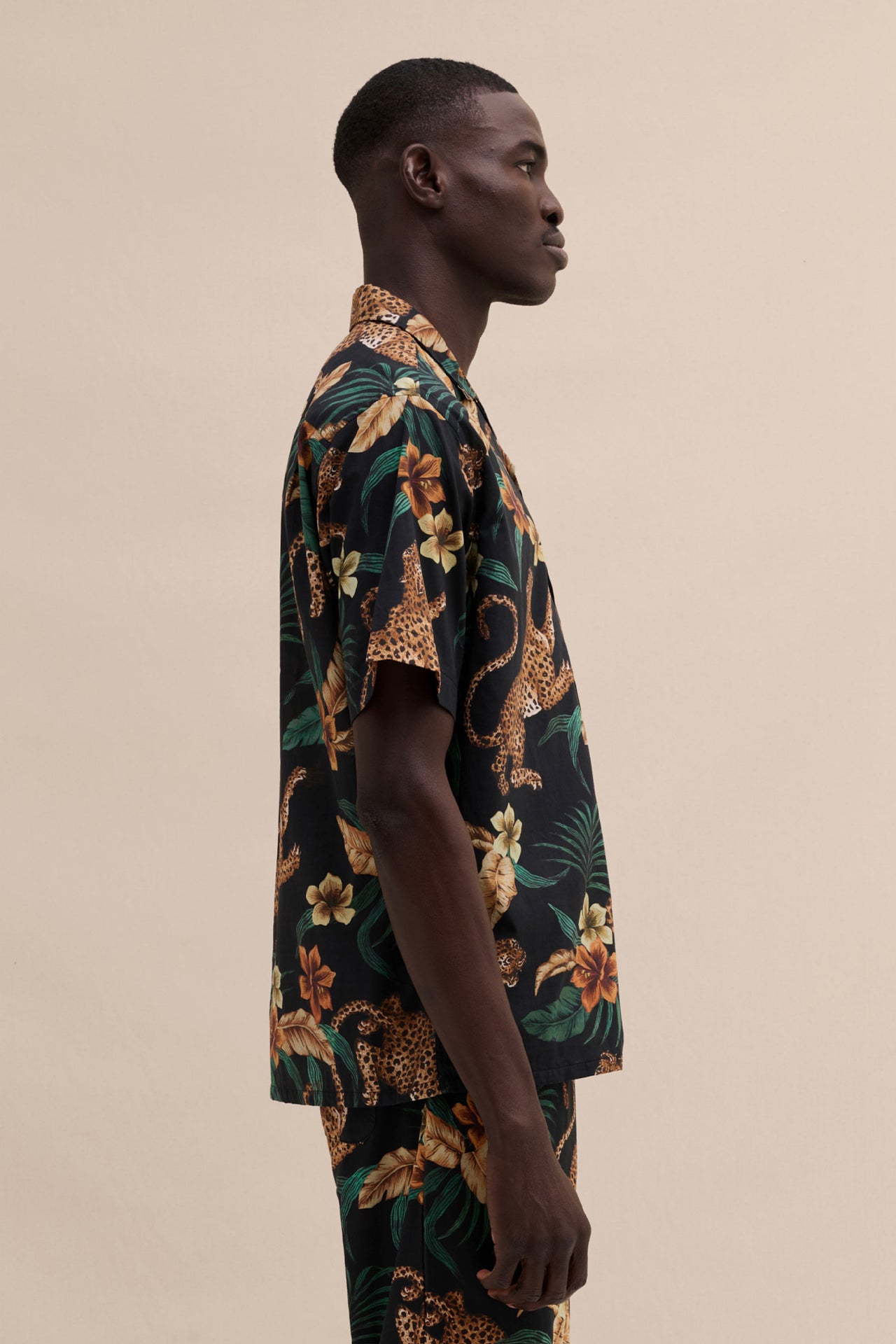 Men’s Cuban Pyjama Shirt Soleia Print Black/Yellow