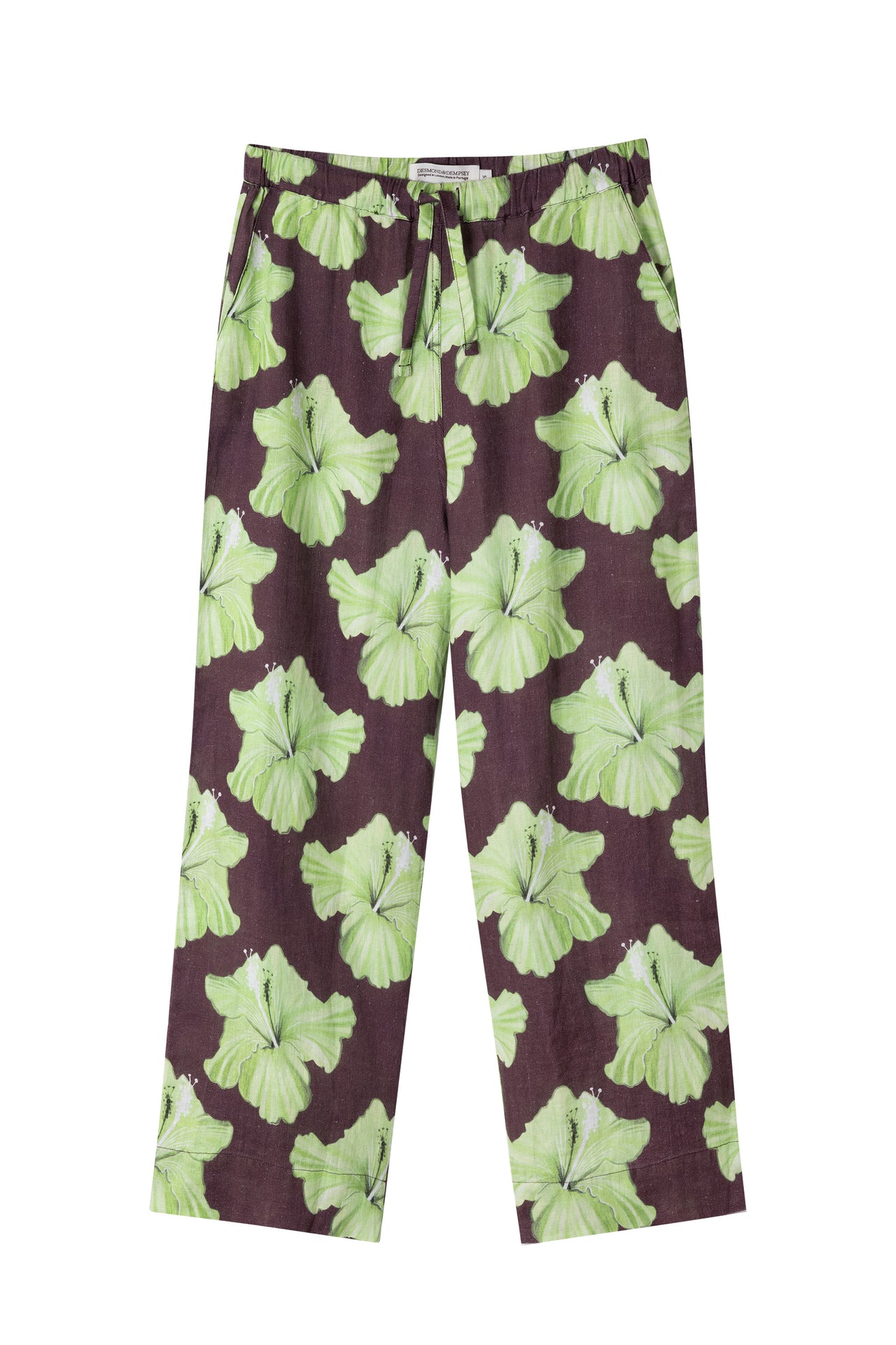 Pocket Set Trousers Grand Hibiscus Cocoa/Lime Linen