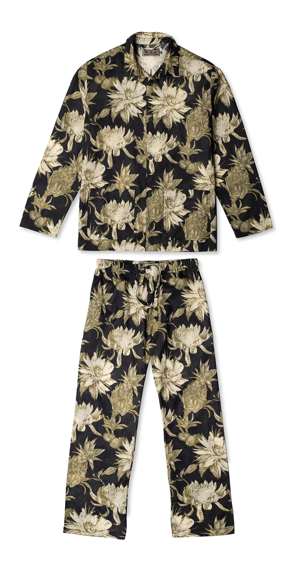 Men’s Pocket Pyjama Set Night Bloom Print Black/Green