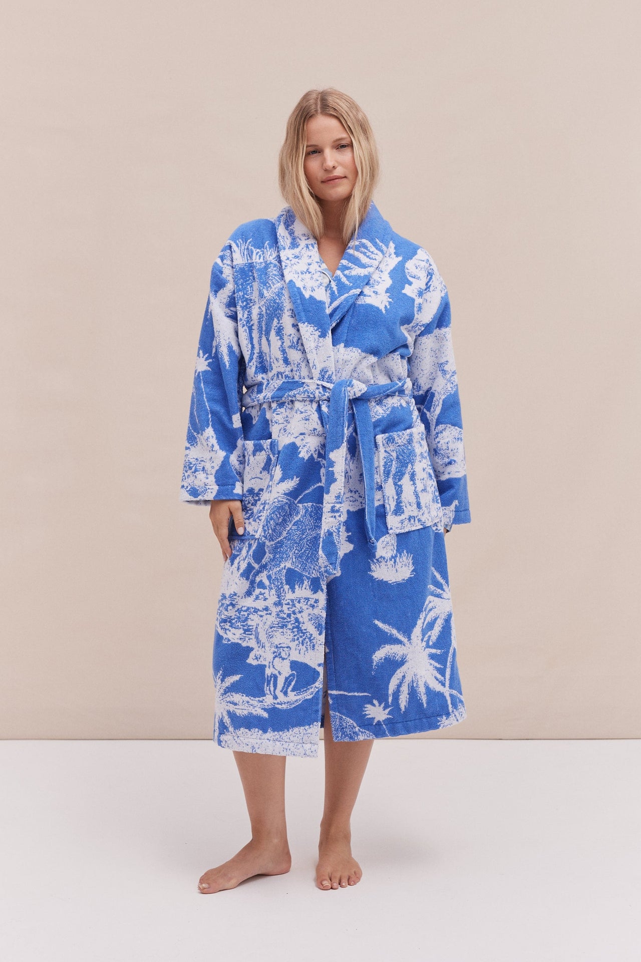 Unisex Towel Robe Loxodonta Print Blue